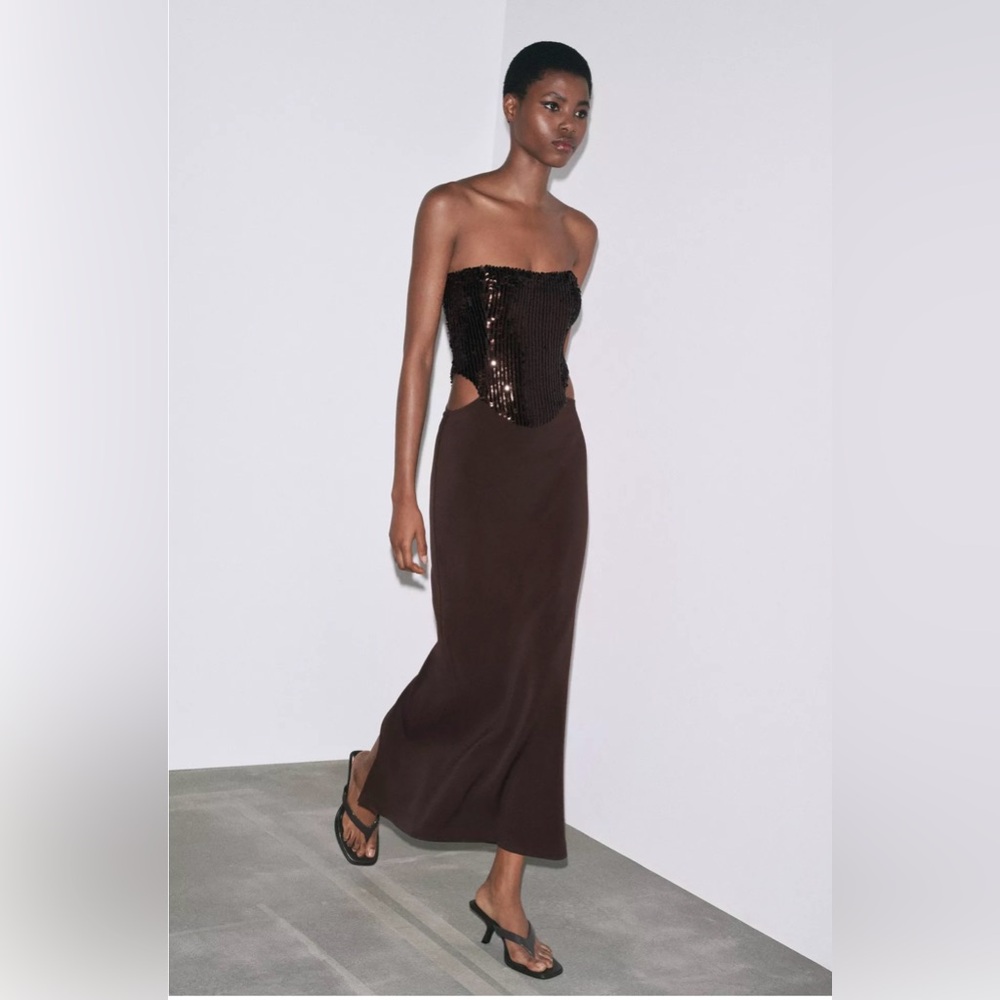 ZW Sequin Cut out Combination Dress